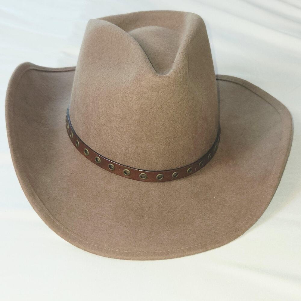 Western Visions Hat Cowboy Mens 6 7/8 Brown Wool Felt Leather Band Made USA